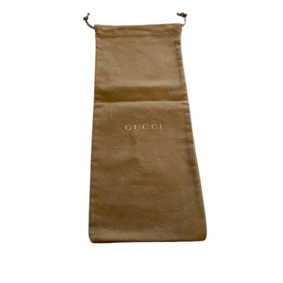 GUCCI Dust Bag Authentic Travel Storage Brown Drawstring Pouch Gold Logo 8”x16” - Picture 3 of 8
